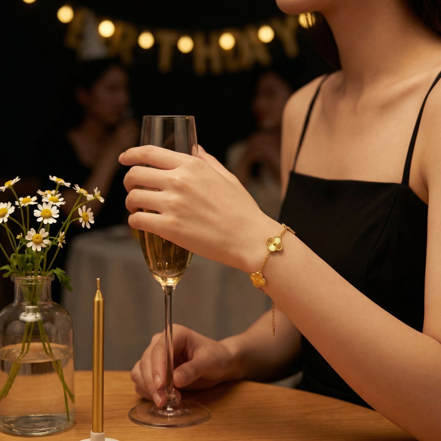 GLANZI Fünfblättriges Design Blumen Armband