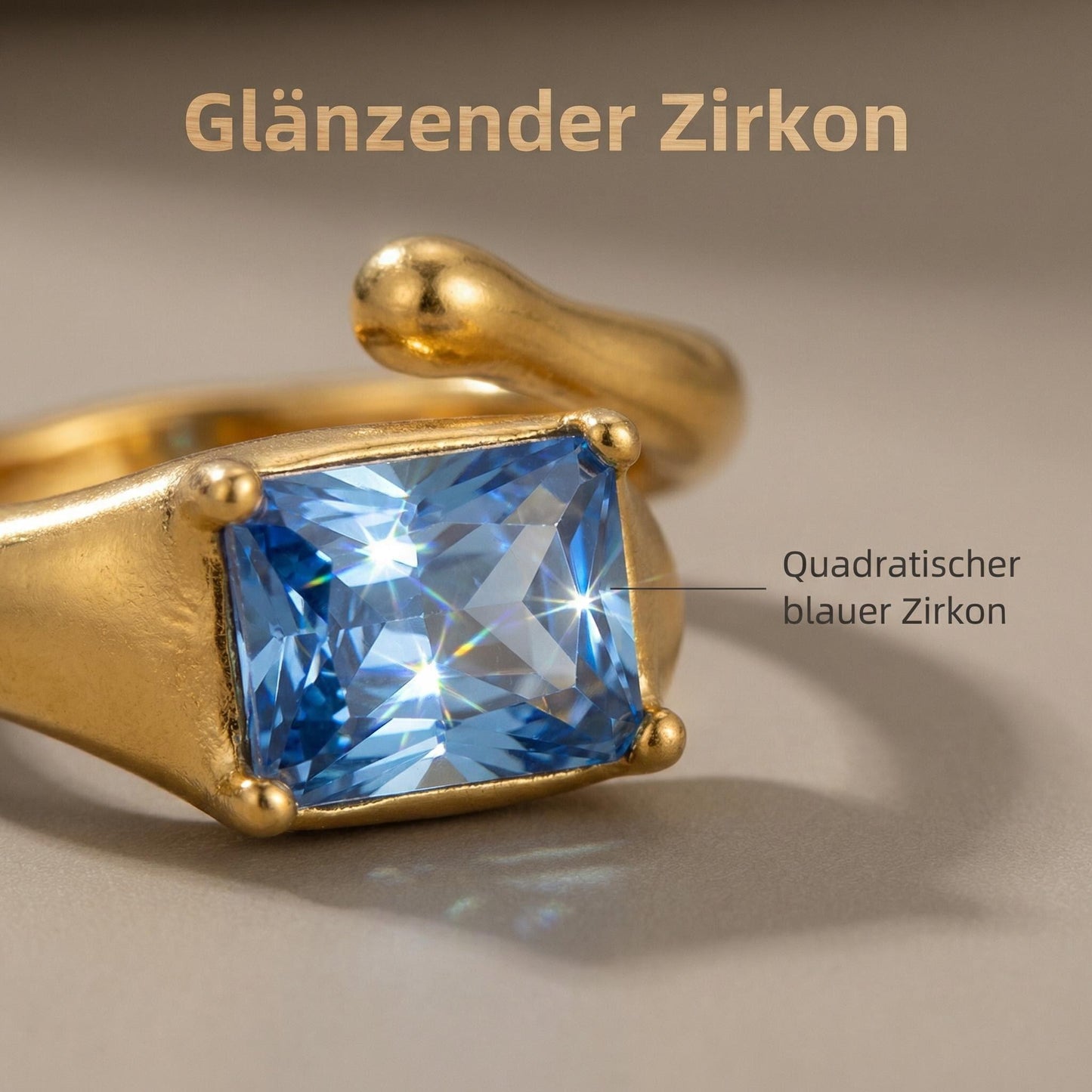 GLANZI Schlangen Ring mit Blauem Zirkonia