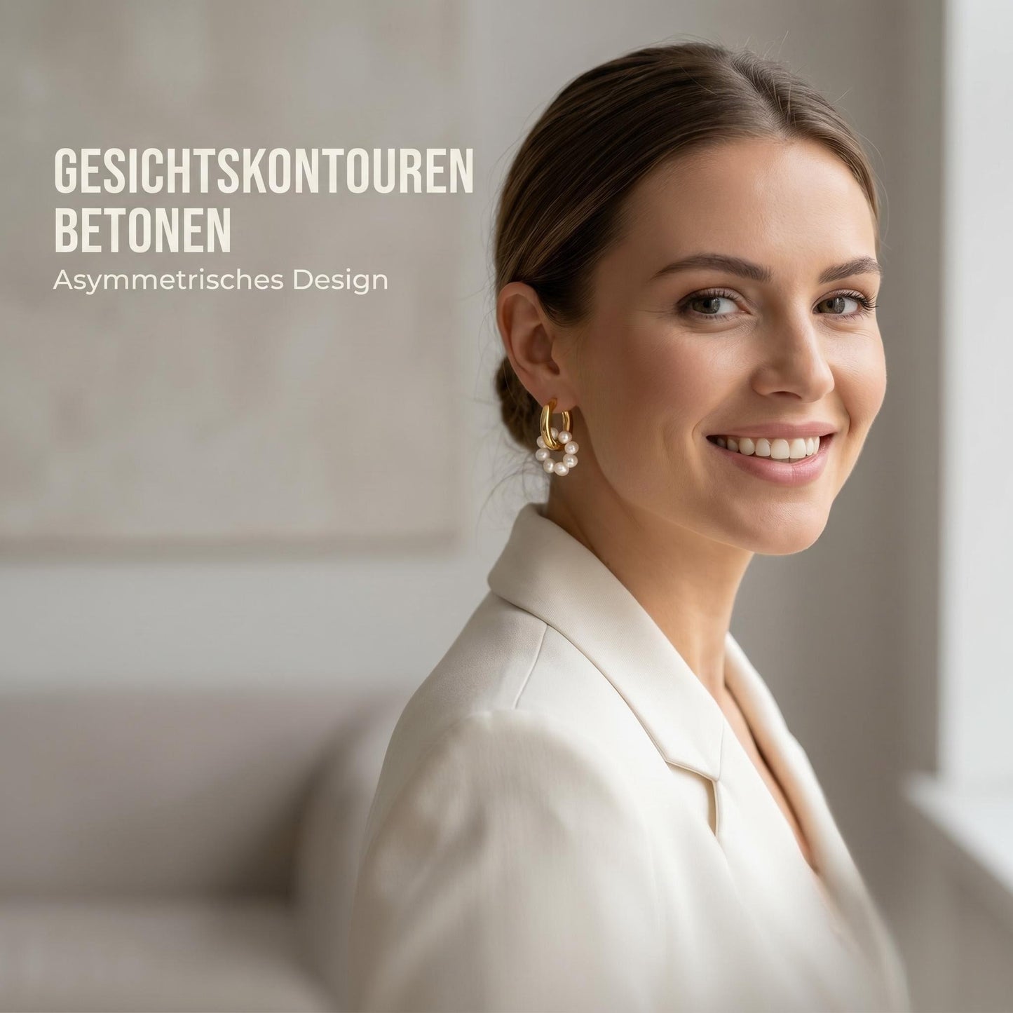 GLANZI Pearl Orbit Ohrringe – Versetzte Ringe mit Naturperlen, 18K Vergoldet