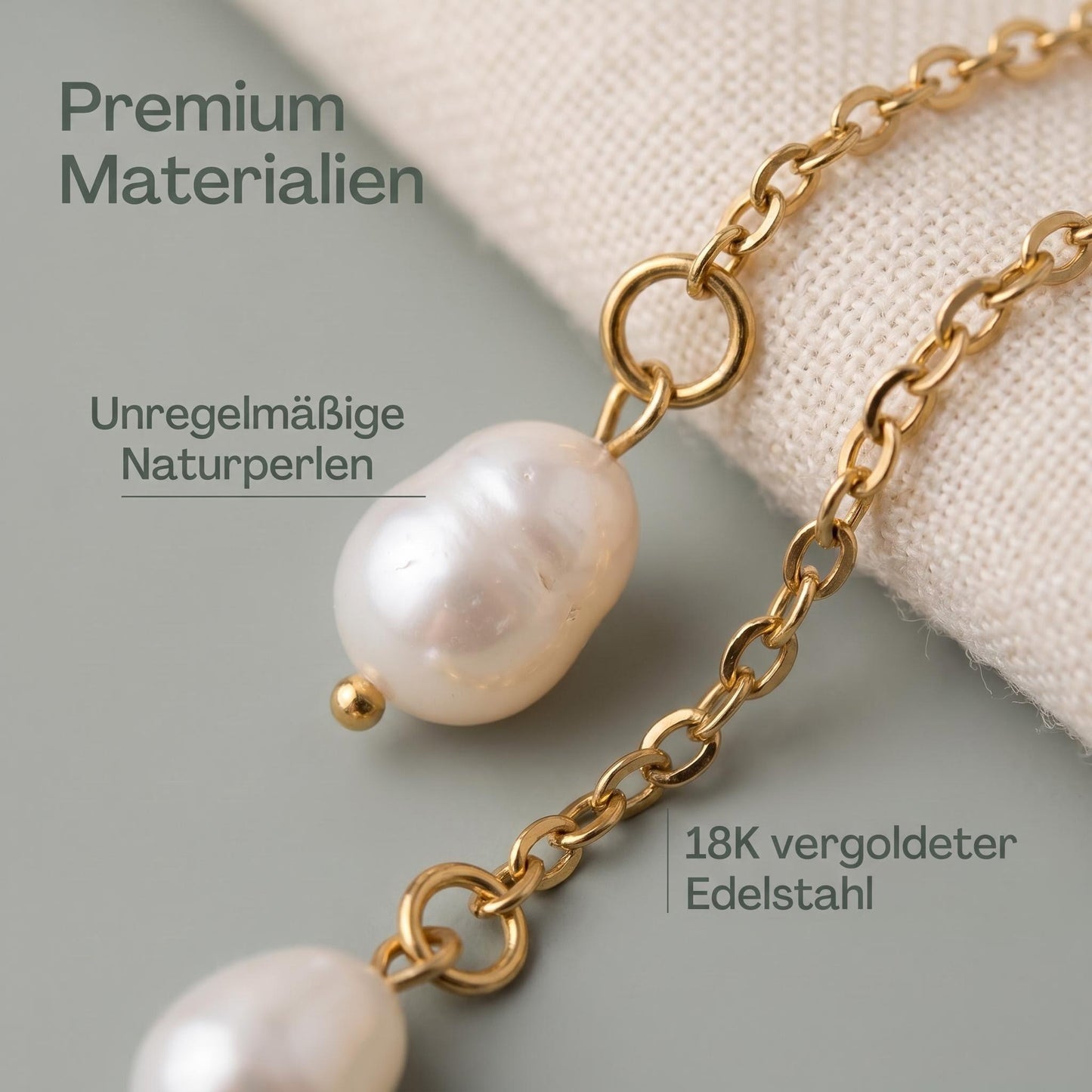 GLANZI Pearl Cascade Halskette – Y-Design mit Barockperlen, Gold oder Silber