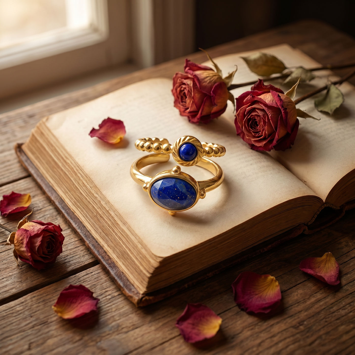 GLANZI Midnight Aura Ring – Doppelring mit Lapislazuli