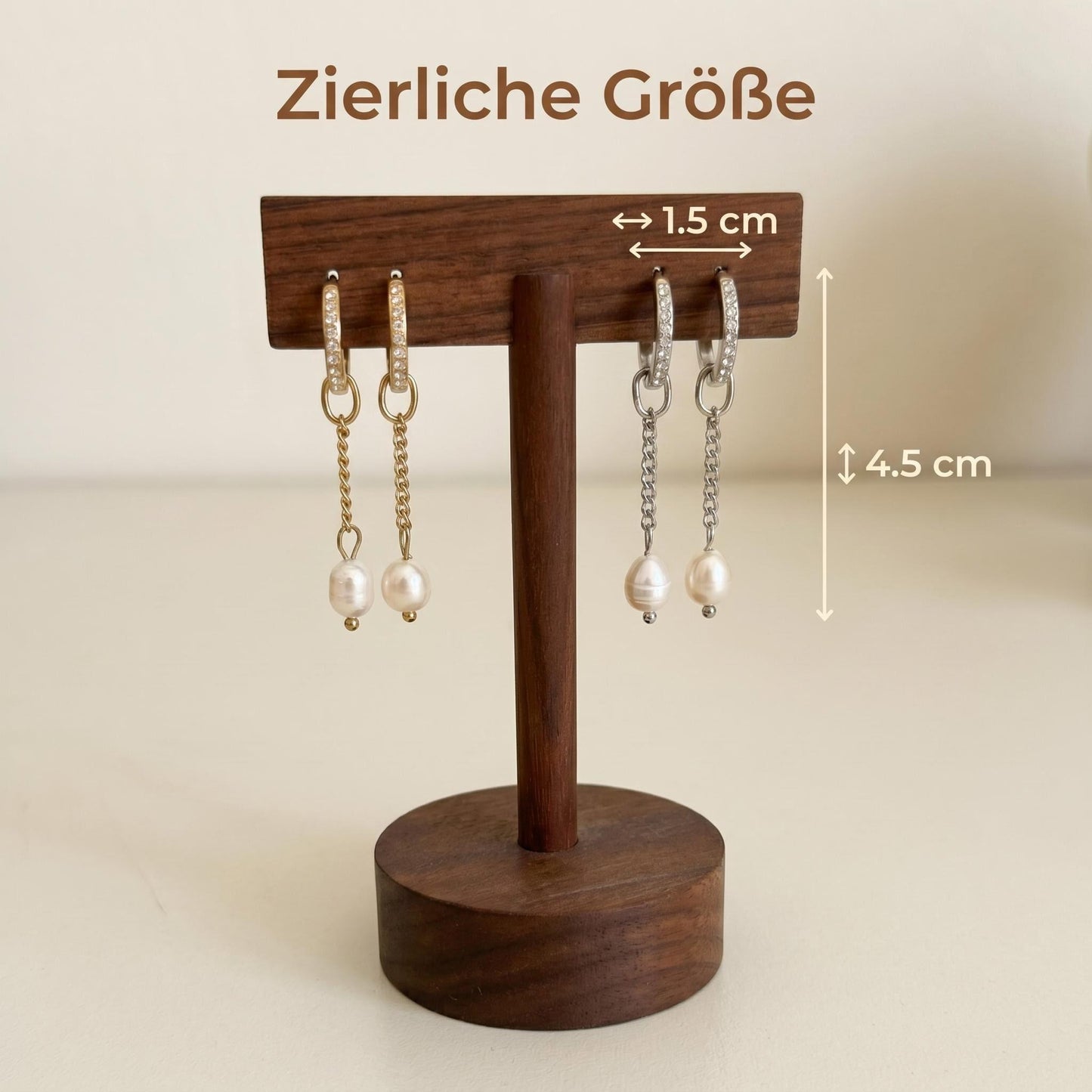 GLANZI Pearl Drop Ohrringe – Kette mit Tropfenperle, 18K Vergoldet