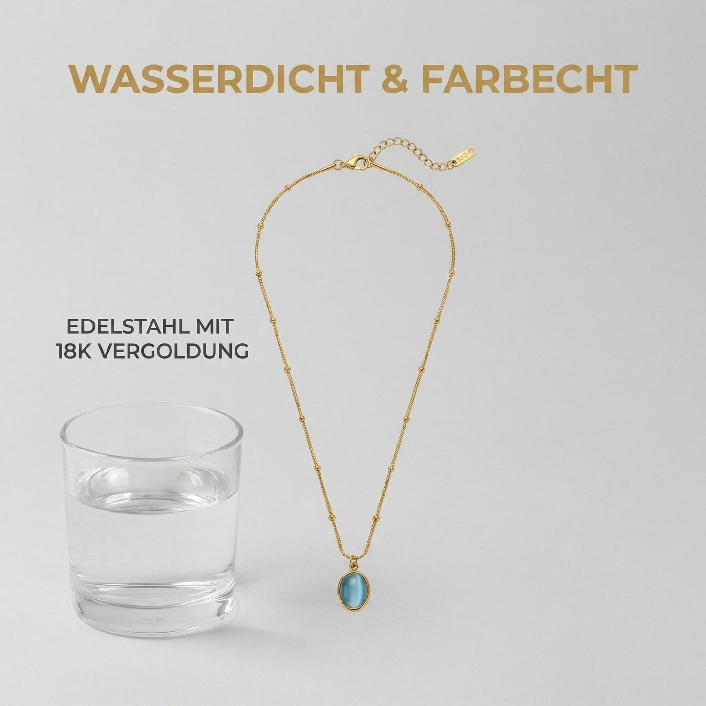 Halskette mit blauem Katzenaugenstein