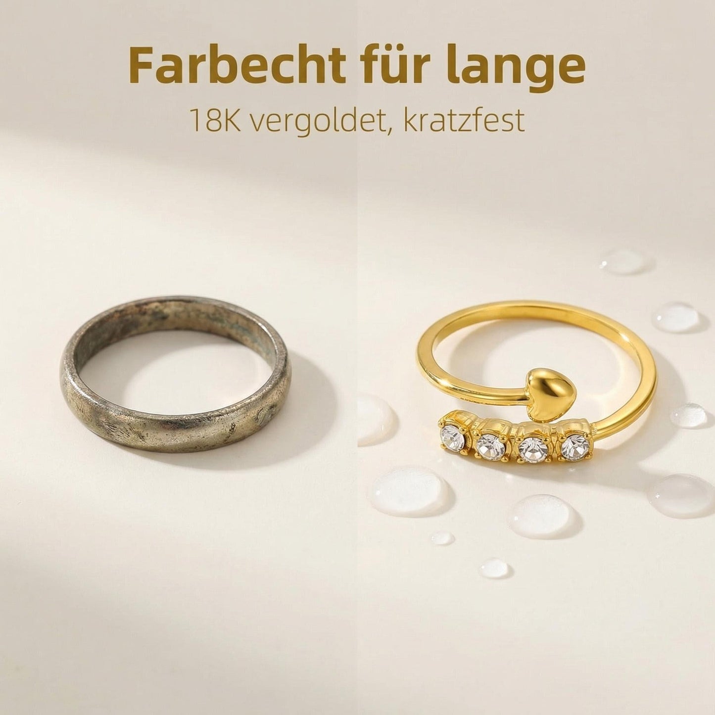 GLANZI Nagel Ring mit Herz & Zirkonia