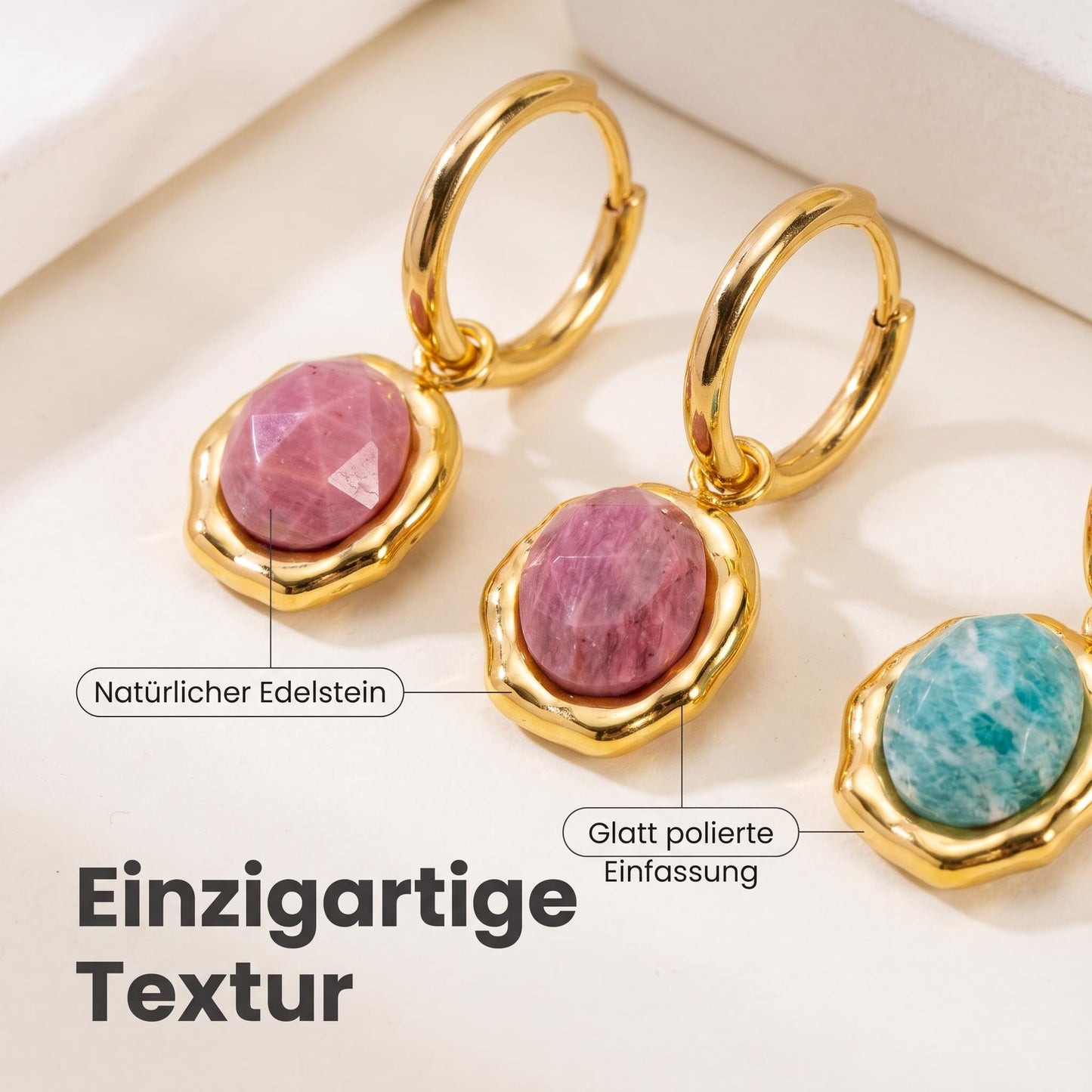 GLANZI Terra Muse Ohrringe – Naturstein mit 18K Vergoldung