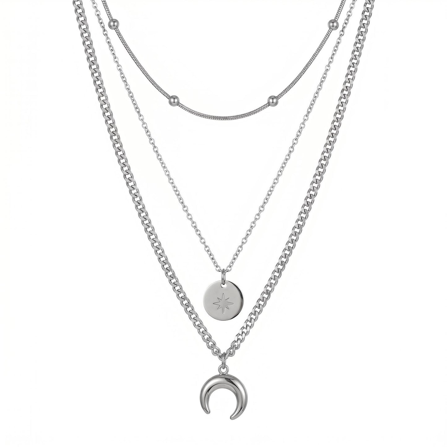 GLANZI Celestial Layers Halskette – Mond & Medaillon Anhänger
