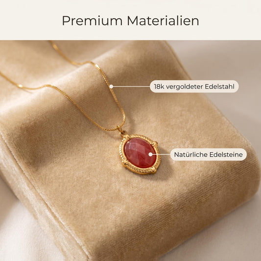 GLANZI Terra Muse Halskette – Naturstein-Anhänger mit 18K Vergoldung