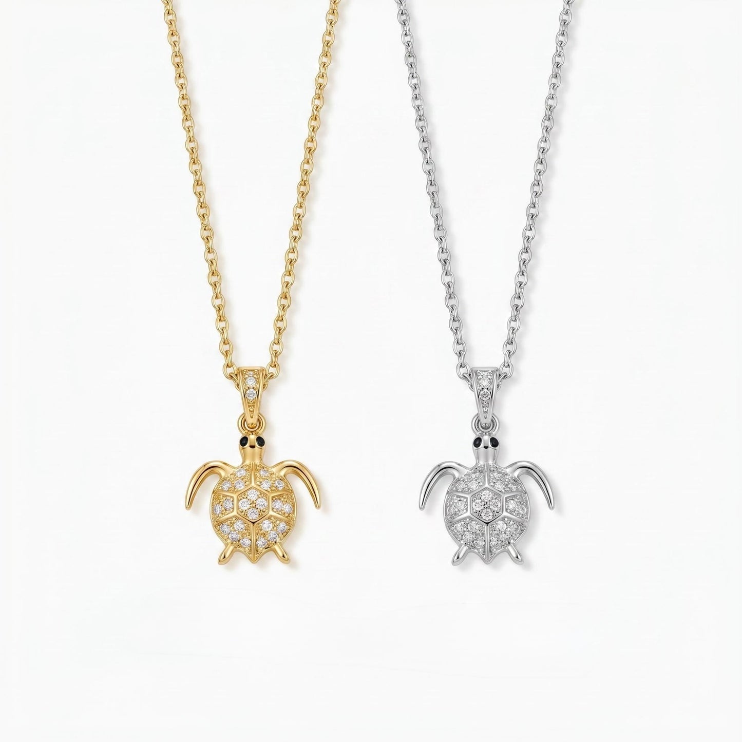 GLANZI Ocean Glow Halskette – Schildkröten Anhänger mit Zirkonia, 18K Vergoldet
