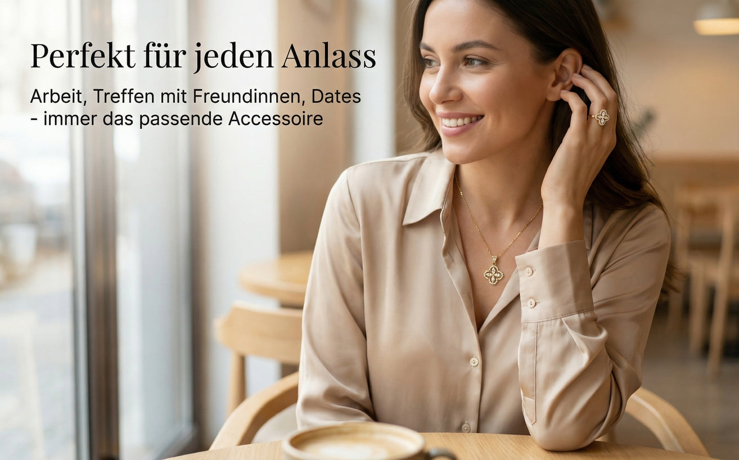 GLANZI Kleeblatt Schmuckset – Halskette & Ring