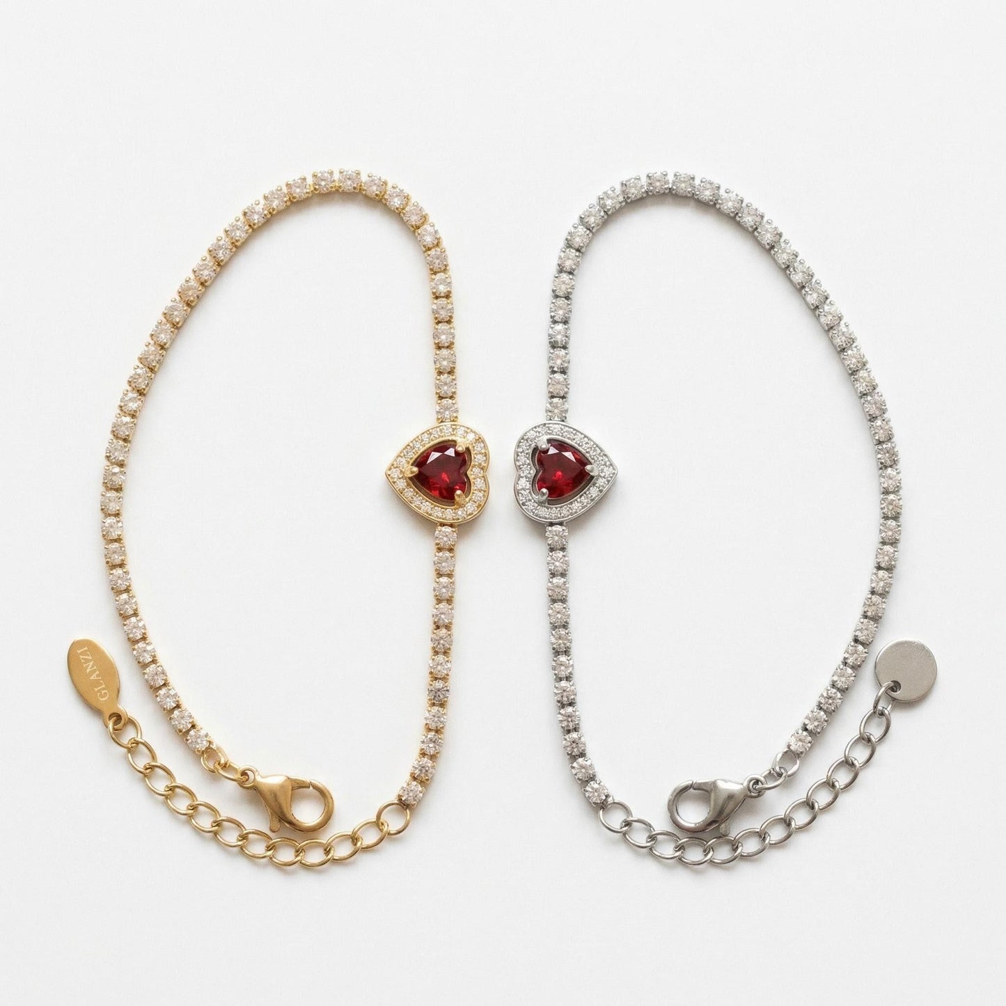GLANZI Herz Armband mit Zirkonia Gold / Silber