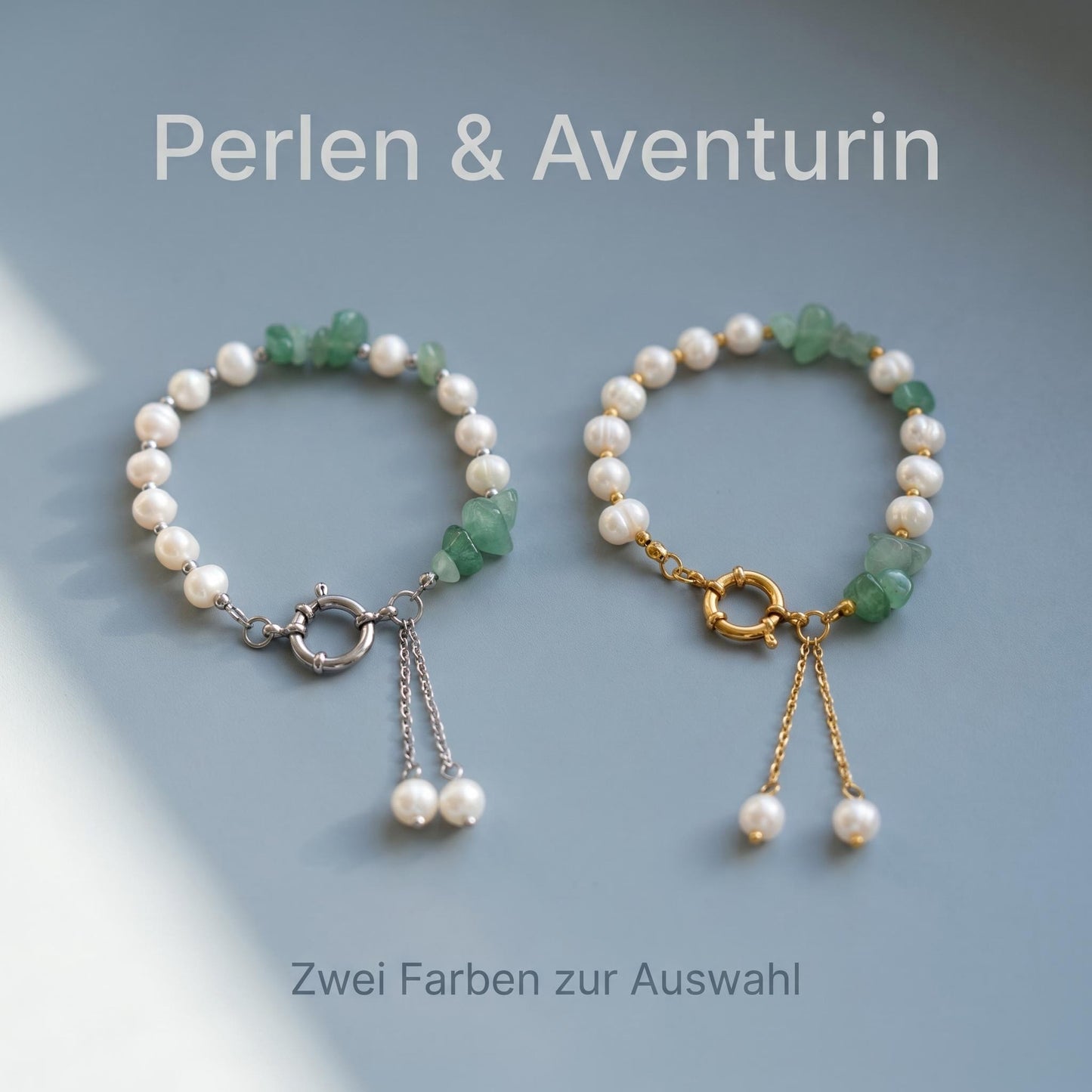 GLANZI Forest Dew Armband – Süßwasserperlen & Grüner Aventurin