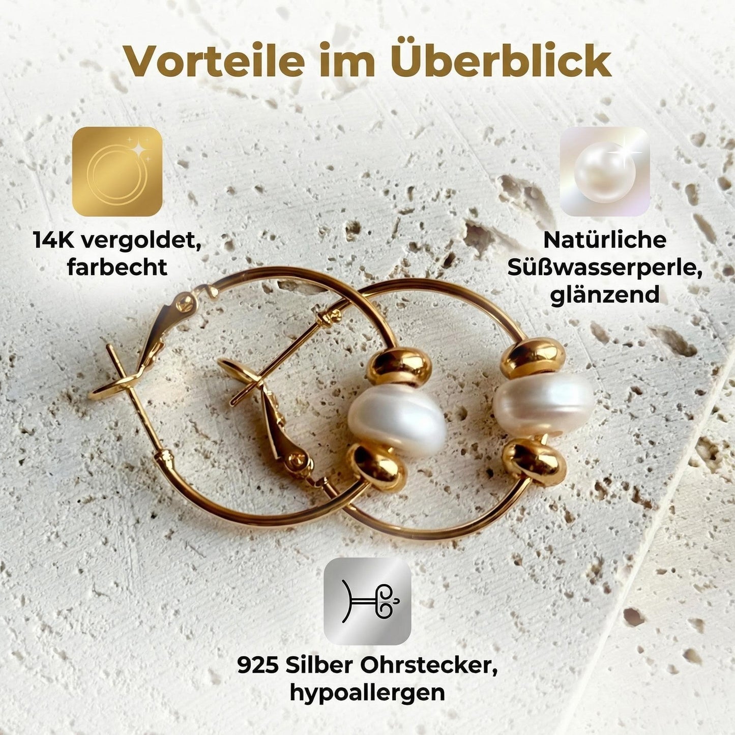 Ohrringe mit echten Süßwasserperlen