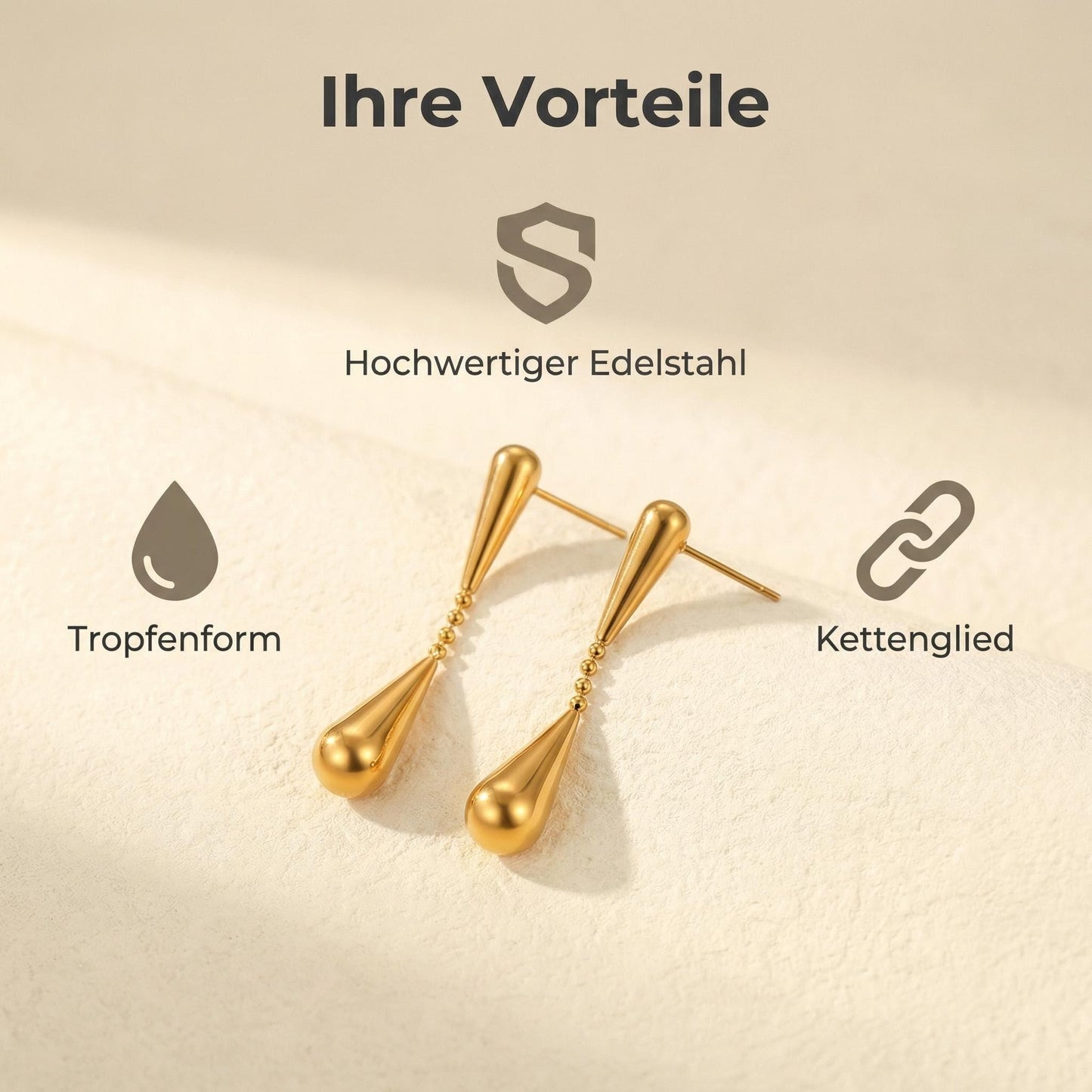 Doppel-Wassertropfen Ohrringe – 18K Vergoldeter Edelstahl