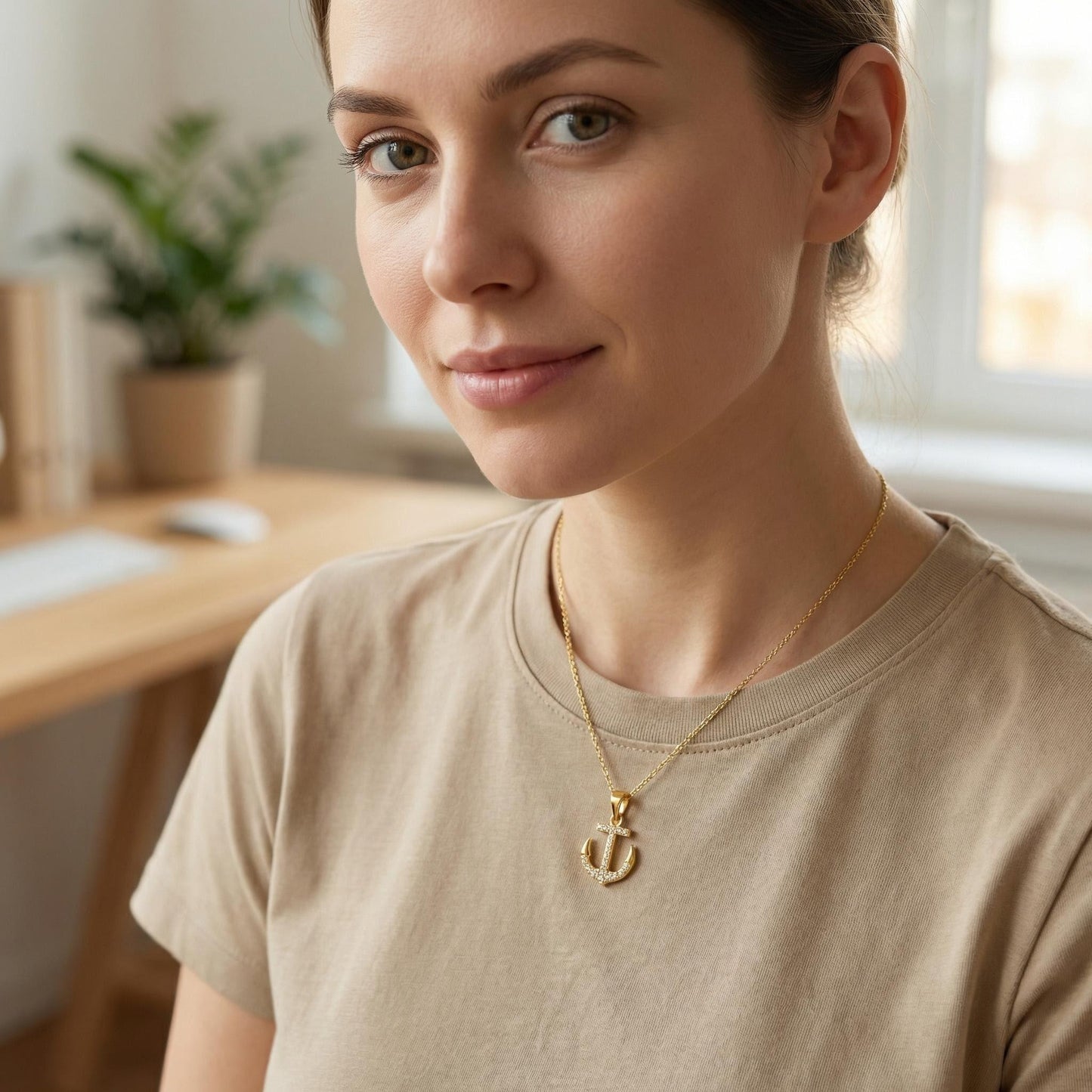 Anker Halskette mit Zirkonia