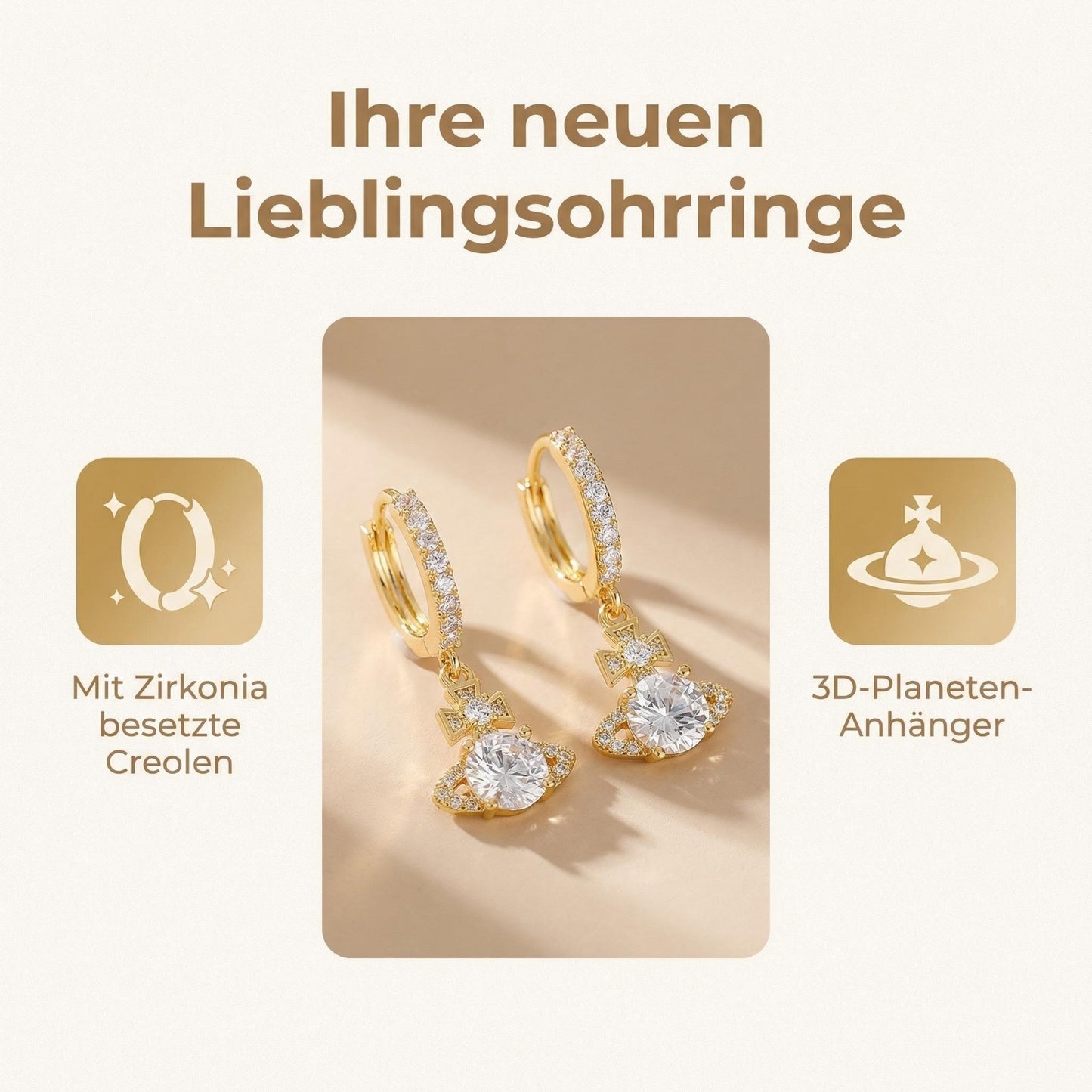 Ohrringe Golden Saturn – Saturn-Design