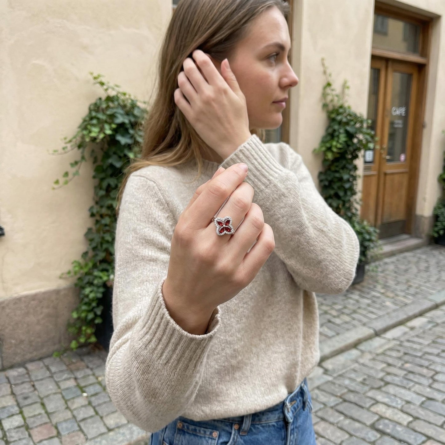 Vierblättriger Kleeblatt Ring Glück und Glamour