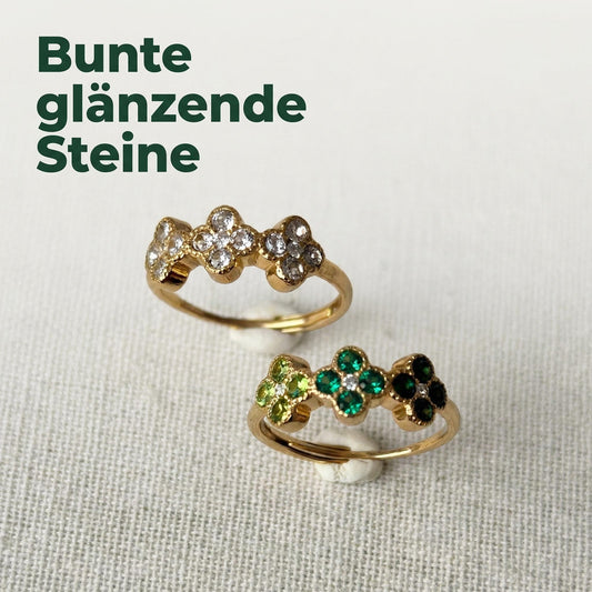 GLANZI Kleeblatt Ring mit Zirkonia