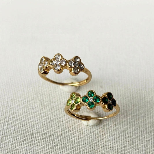 GLANZI Kleeblatt Ring mit Zirkonia