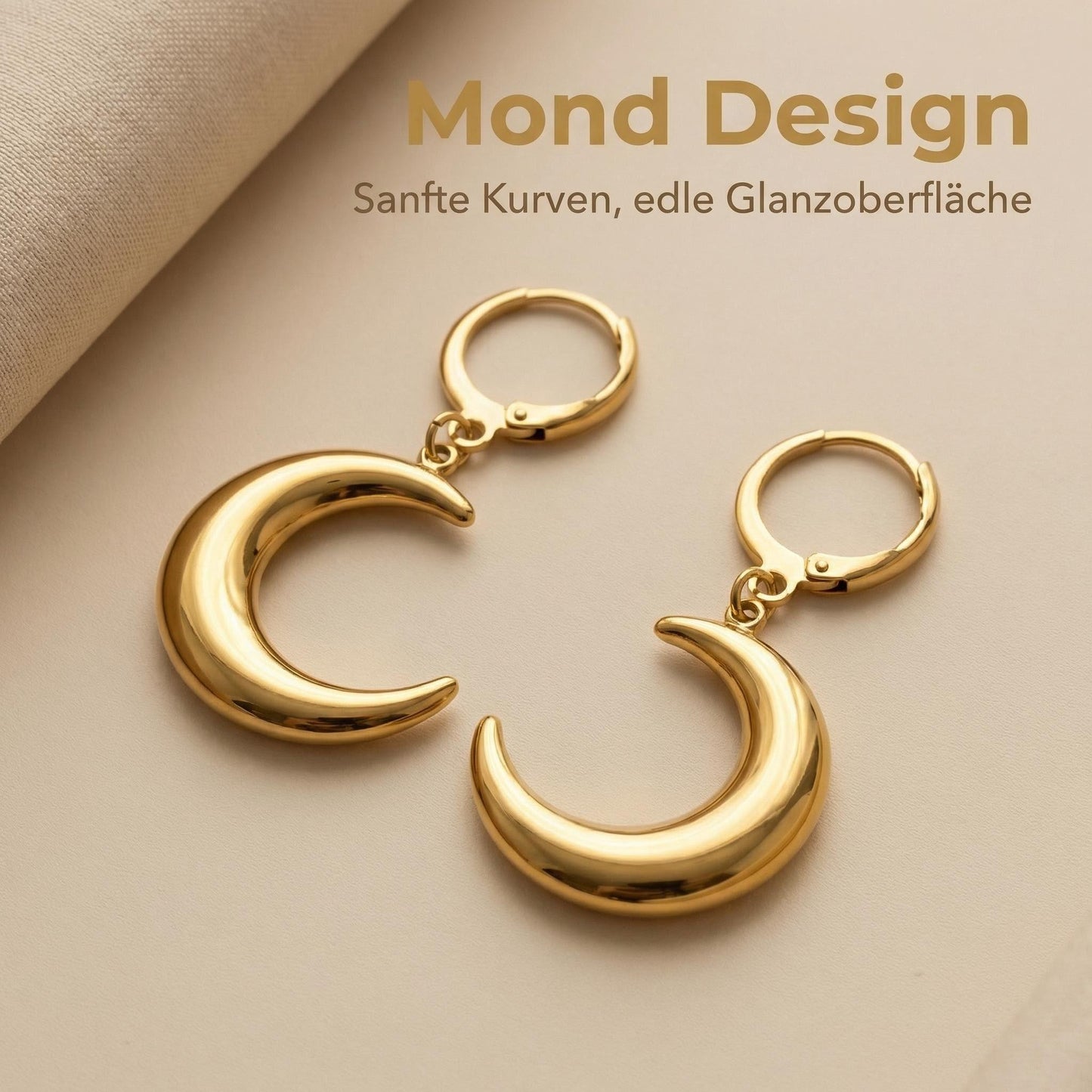 Asymmetrische Ohrringe – Sonne & Mond Design | 18K Vergoldeter Edelstahl