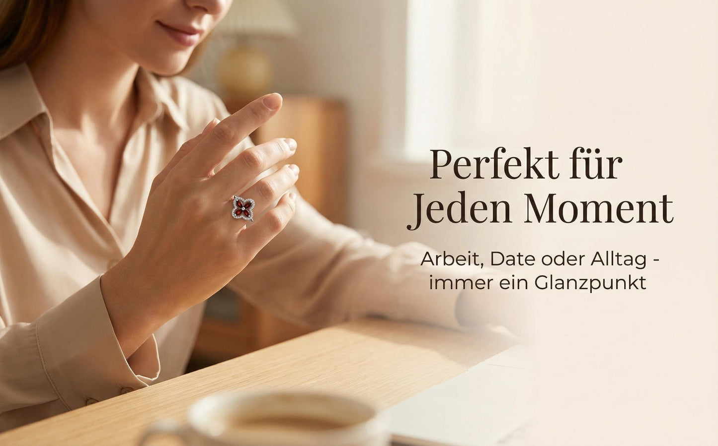 Vierblättriger Kleeblatt Ring Glück und Glamour