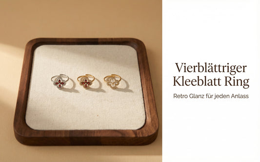 Vierblättriger Kleeblatt Ring Glück und Glamour