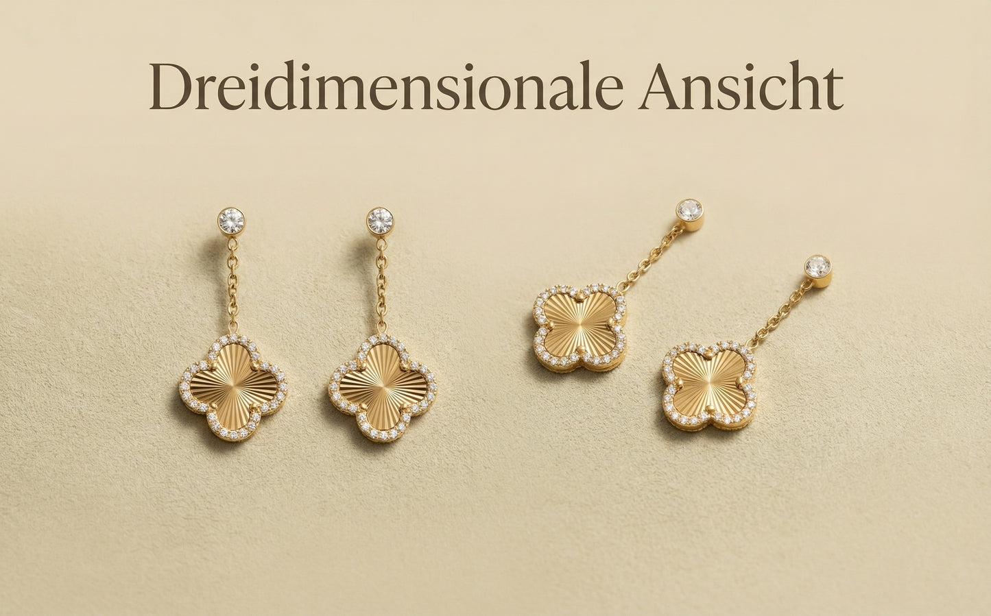 Vierblättriges Kleeblatt Schmuck-Set – Halskette, Armband & Ohrringe