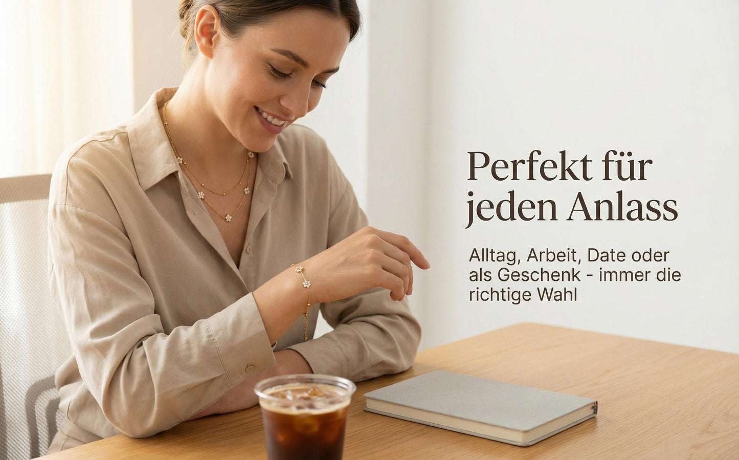 GLANZI Zarte Blumen Halskette und Armband