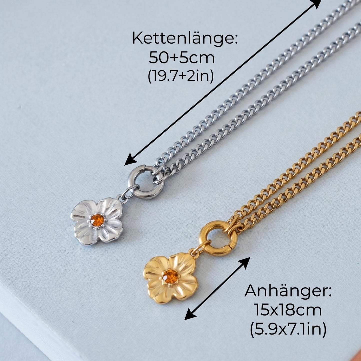 GLANZI Fleur de Soleil Halskette – Vintage Flower Charm