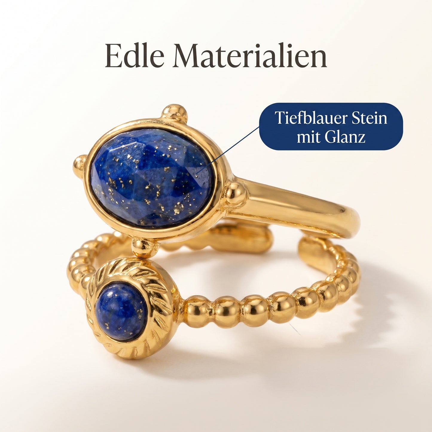 GLANZI Midnight Aura Ring – Doppelring mit Lapislazuli