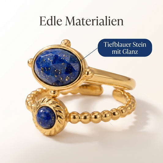 GLANZI Midnight Aura Ring – Doppelring mit Lapislazuli
