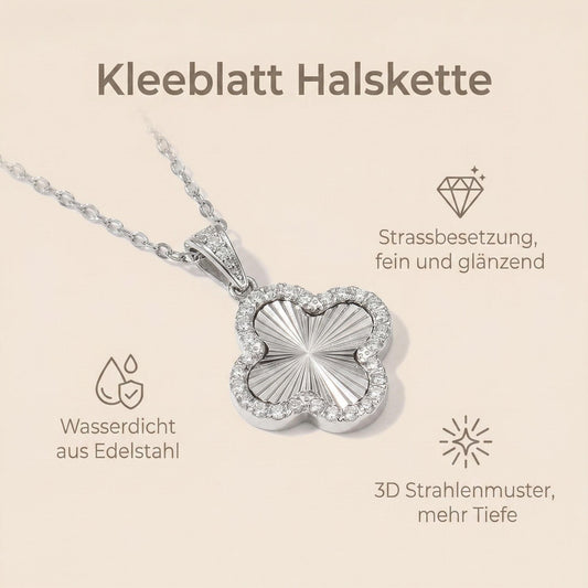 GLANZI Kleeblatt Halskette mit Zirkonia – Silberfarben