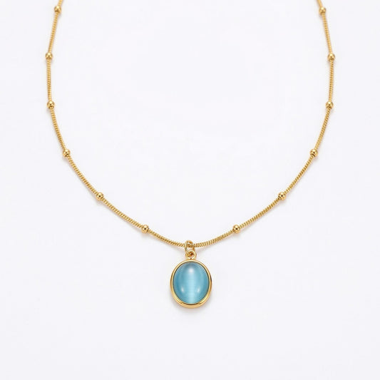 Halskette mit blauem Katzenaugenstein