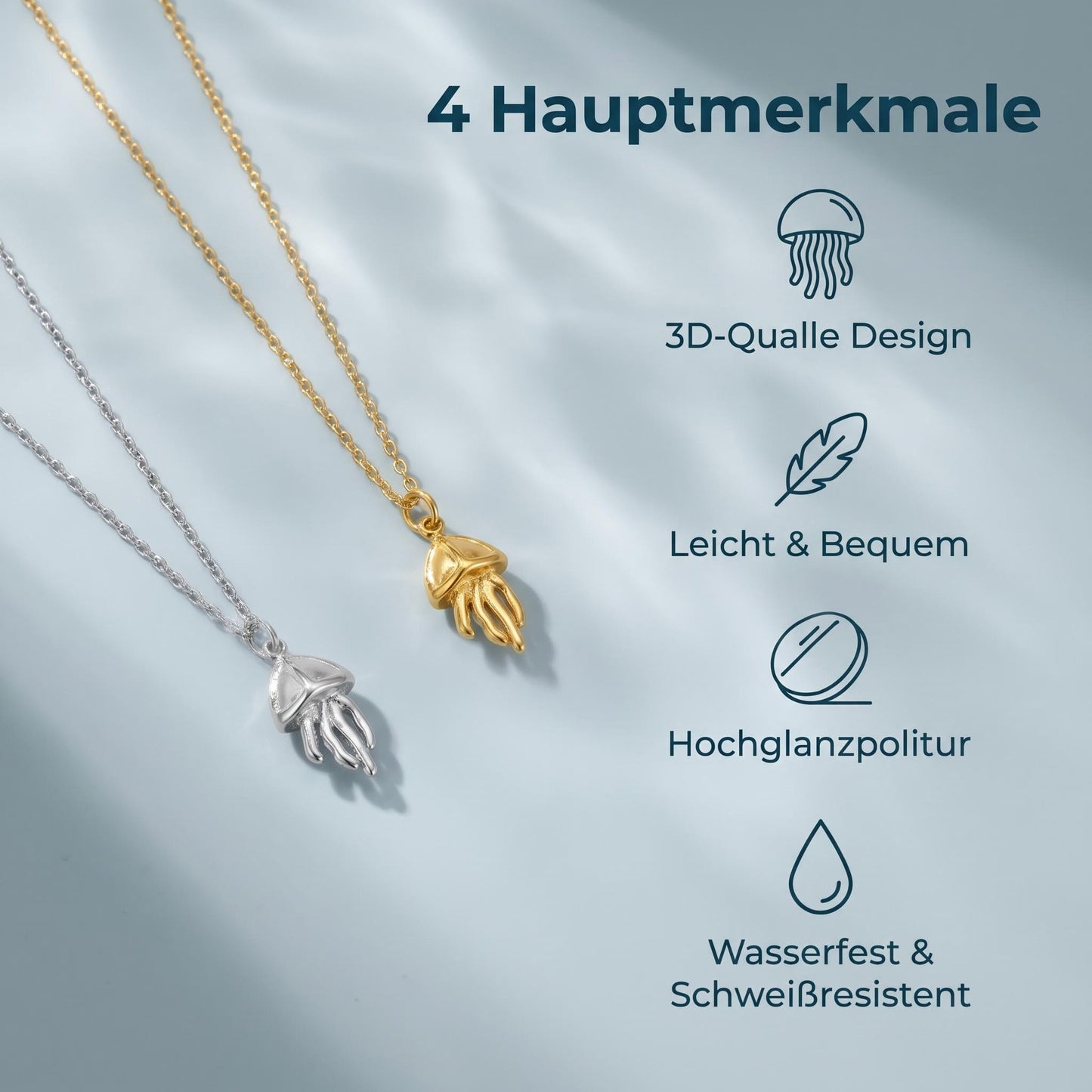 GLANZI Ocean Spirit Halskette – Quallen Anhänger in Gold oder Silber