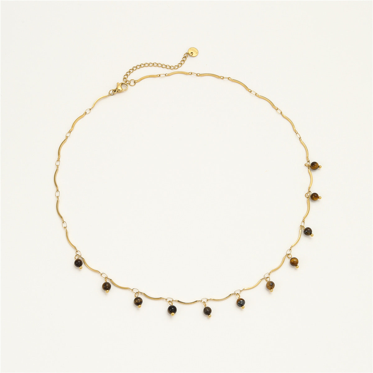 GLANZI Halskette mit Tigerauge & Tassel-Anhänger – 18K Edelstahl