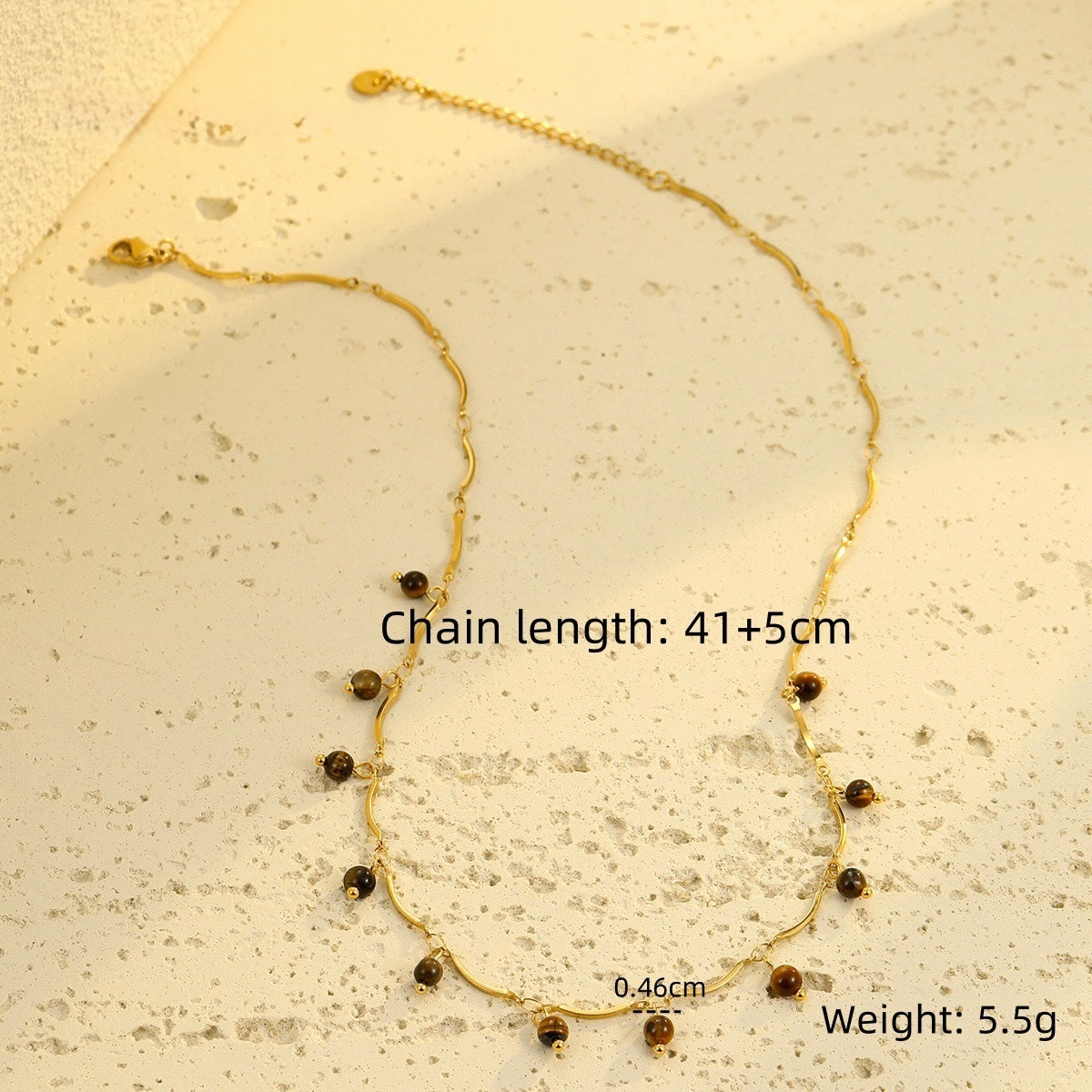 GLANZI Halskette mit Tigerauge & Tassel-Anhänger – 18K Edelstahl