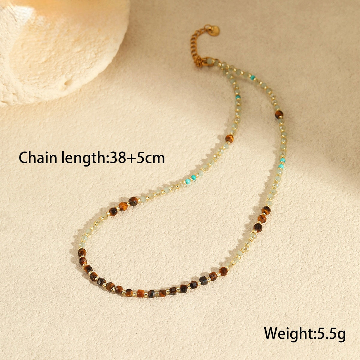 GLANZI Halskette im Vintage-Design mit Naturstein – 18K Edelstahl