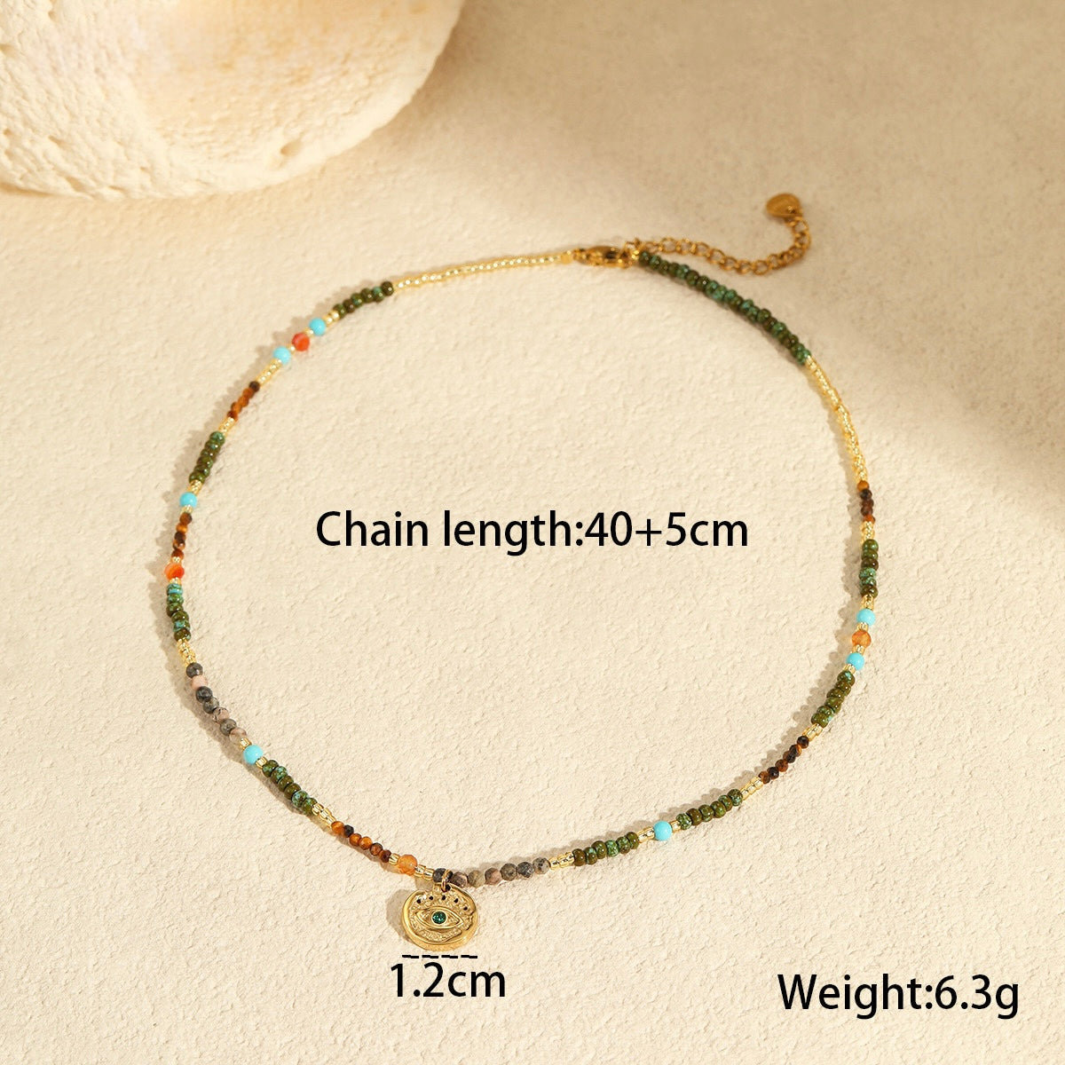 GLANZI Halskette im Vintage-Design mit Naturstein – 18K Edelstahl