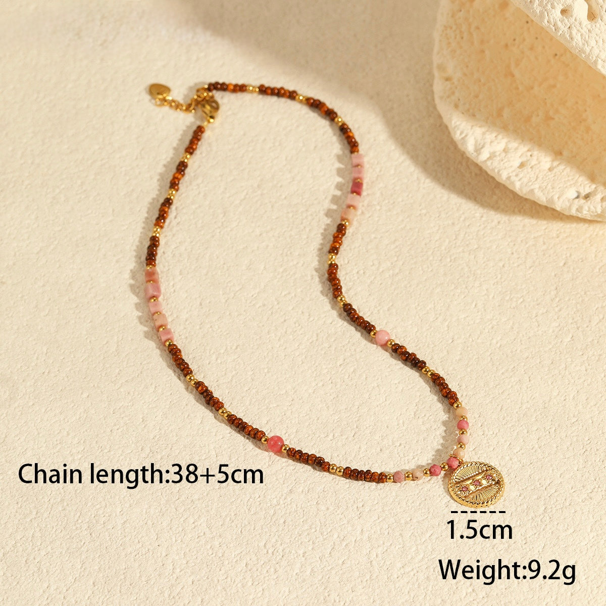 GLANZI Halskette im Vintage-Design mit Naturstein – 18K Edelstahl