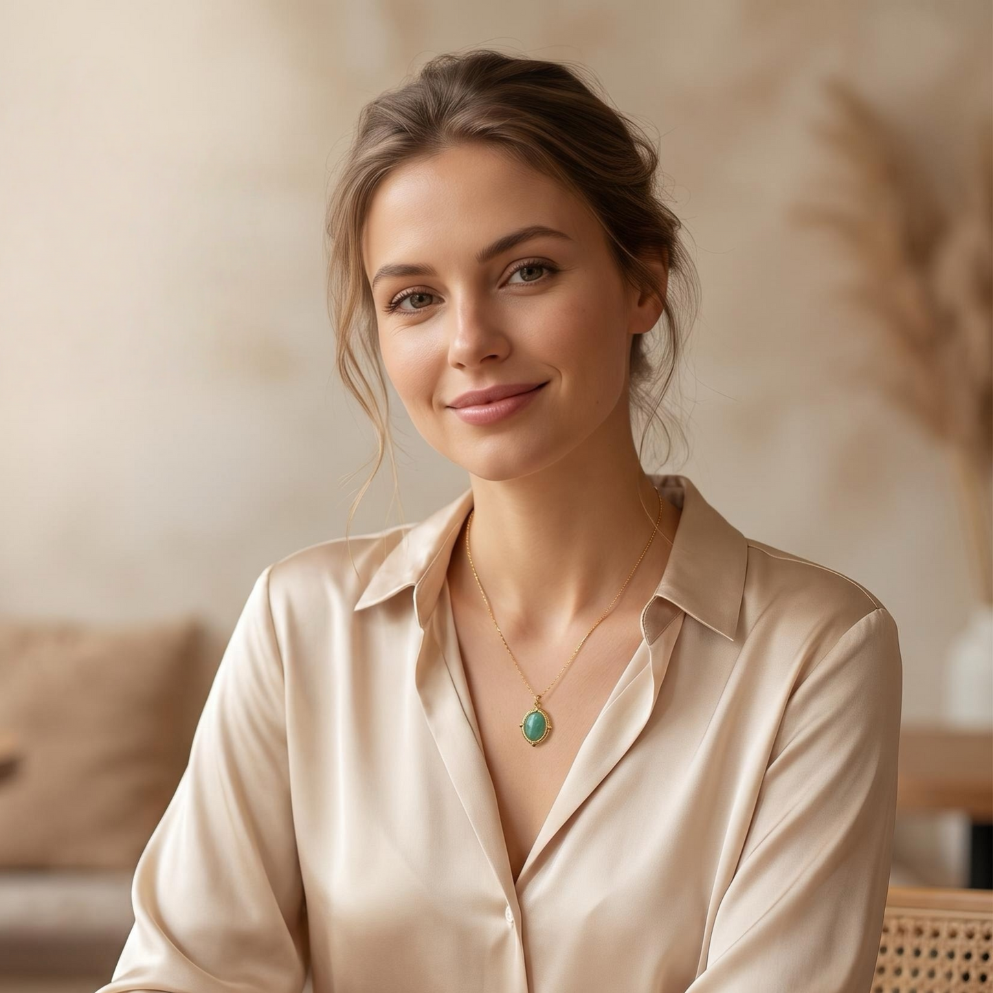 GLANZI Terra Muse Halskette – Naturstein-Anhänger mit 18K Vergoldung