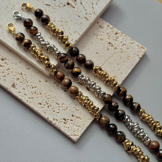 GLANZI Armband im Vintage-Design mit Tigerauge – 18K Edelstahl