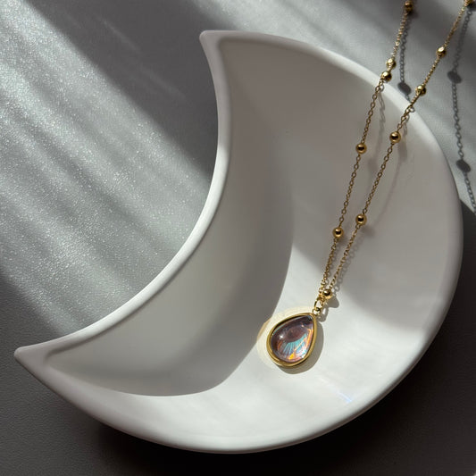 GLANZI Halskette mit Mondstein – 18K Edelstahl, 40+5 cm, zeitlose Eleganz