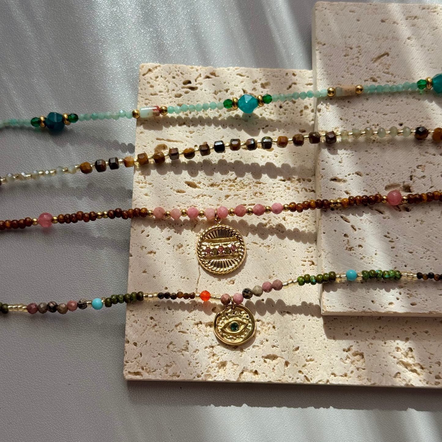 GLANZI Halskette im Vintage-Design mit Naturstein – 18K Edelstahl