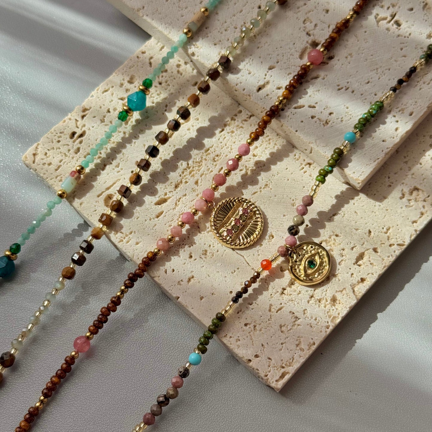 GLANZI Halskette im Vintage-Design mit Naturstein – 18K Edelstahl