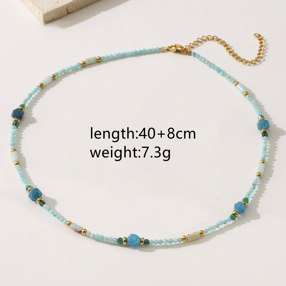 GLANZI Halskette im Vintage-Design mit Naturstein – 18K Edelstahl