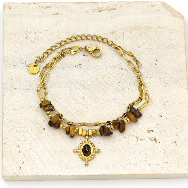 Doppellagiges Armband mit Tigerauge