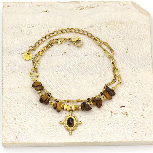 Doppellagiges Armband mit Tigerauge