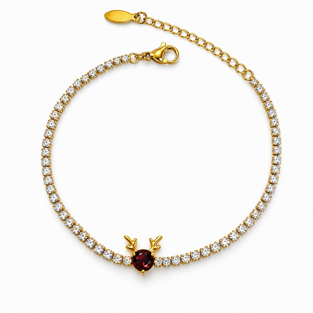 GLANZI Ruby Reindeer Schmuckset – Ohrringe, Halskette & Armband