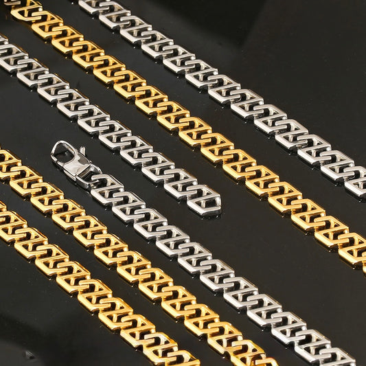 GLANZI Herren Cuban Link Kette – 19 mm Breite, 20 cm Länge | Edelstahl 18K Vergoldet in Gold & Silber