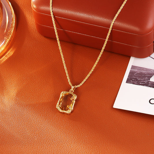 GLANZI Halskette & Ohrringe - Transparenter Kristall im Merlot-Stil