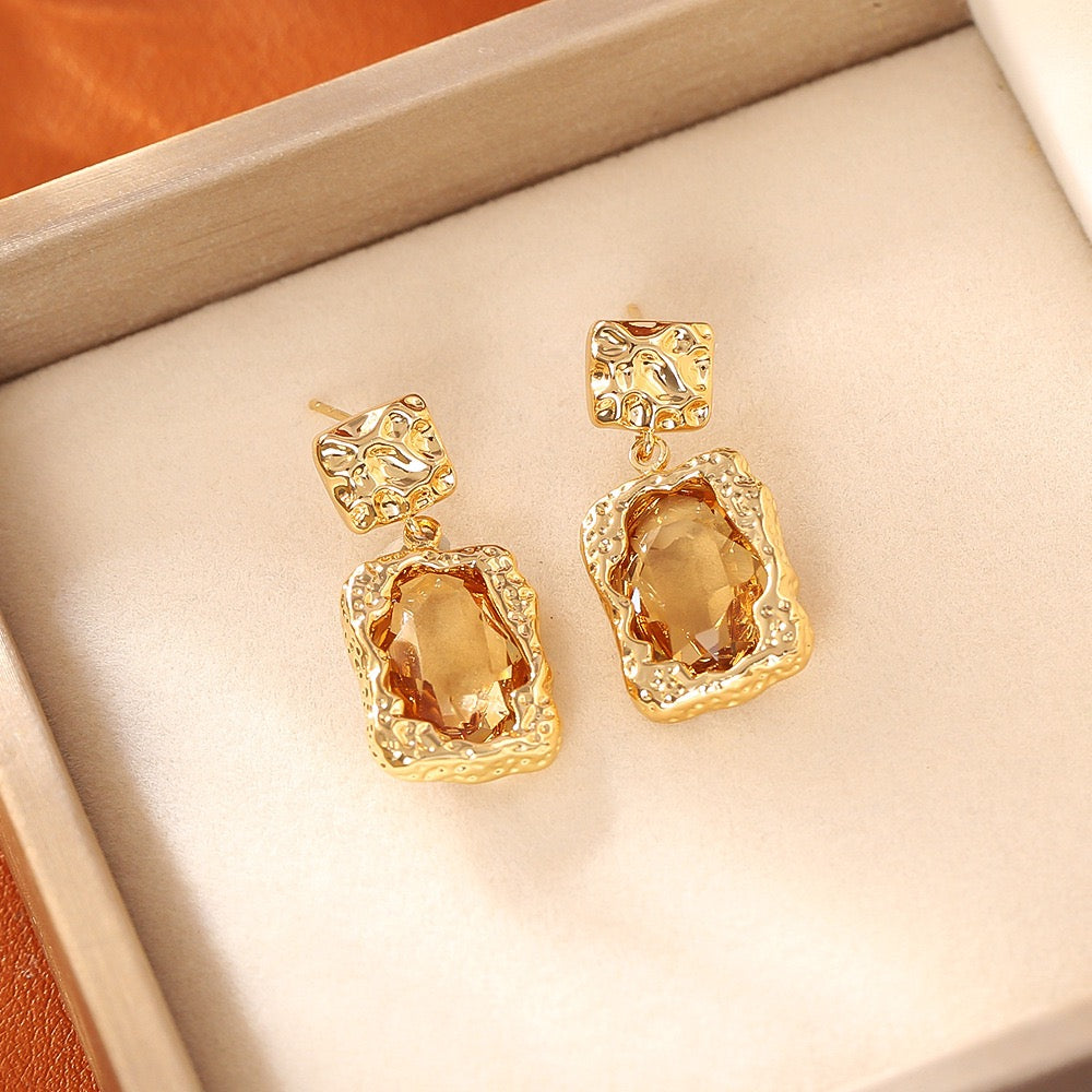 GLANZI Halskette & Ohrringe - Transparenter Kristall im Merlot-Stil